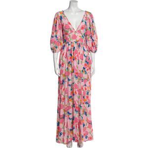 STAUD Floral Print Long Dress - S - Pink